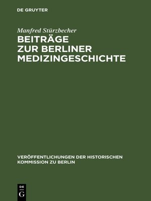 cover image of Beiträge zur Berliner Medizingeschichte